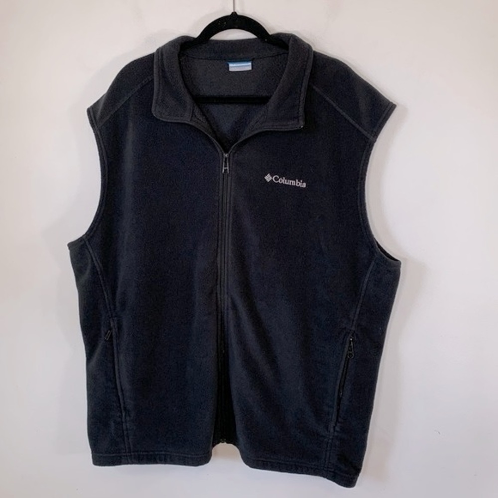 Columbia Fleece Sleeveless Zip Up Mens Size XXL Black Casual Outdoor Vest